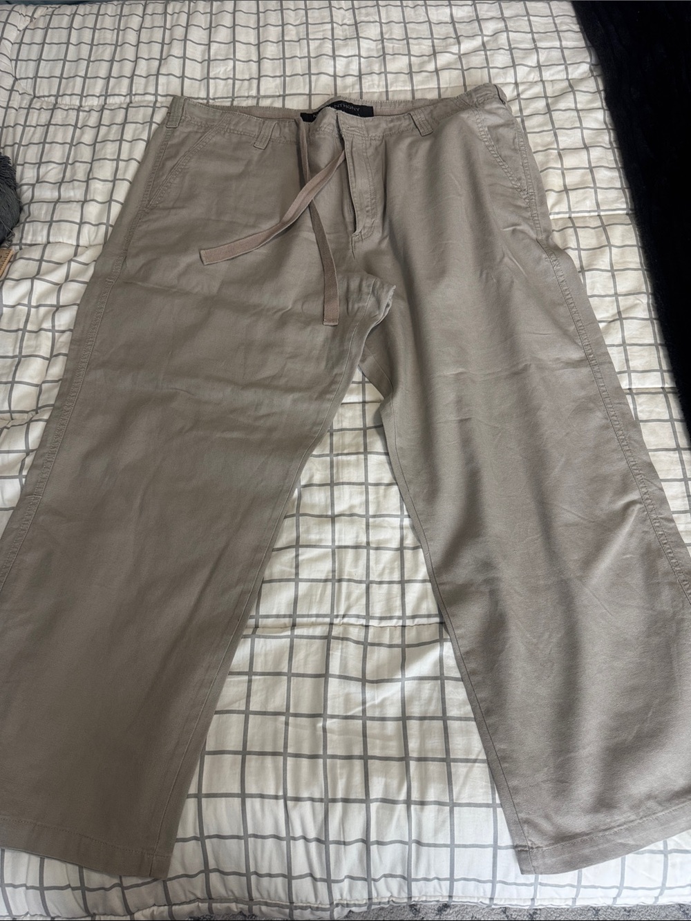 Marc Anthony Men's Drawstring linen blend Chinos in Taupe 40x30